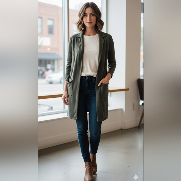 Banana Republic Sweaters - Women's Banana Republic Long Cardigan Sweater - Size Small Petite - Olive Color